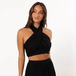 Aakaa Mary Pant Set Halter Neck Crop Top